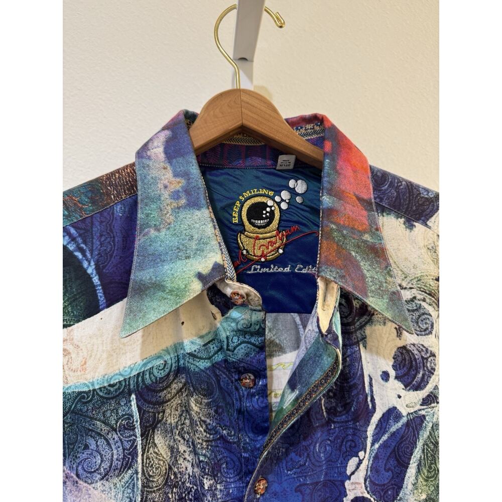 Robert Graham Shirt Mens XL Space Therfore I Am Limited Edition Flip Cuff RARE - Picture 2 of 16